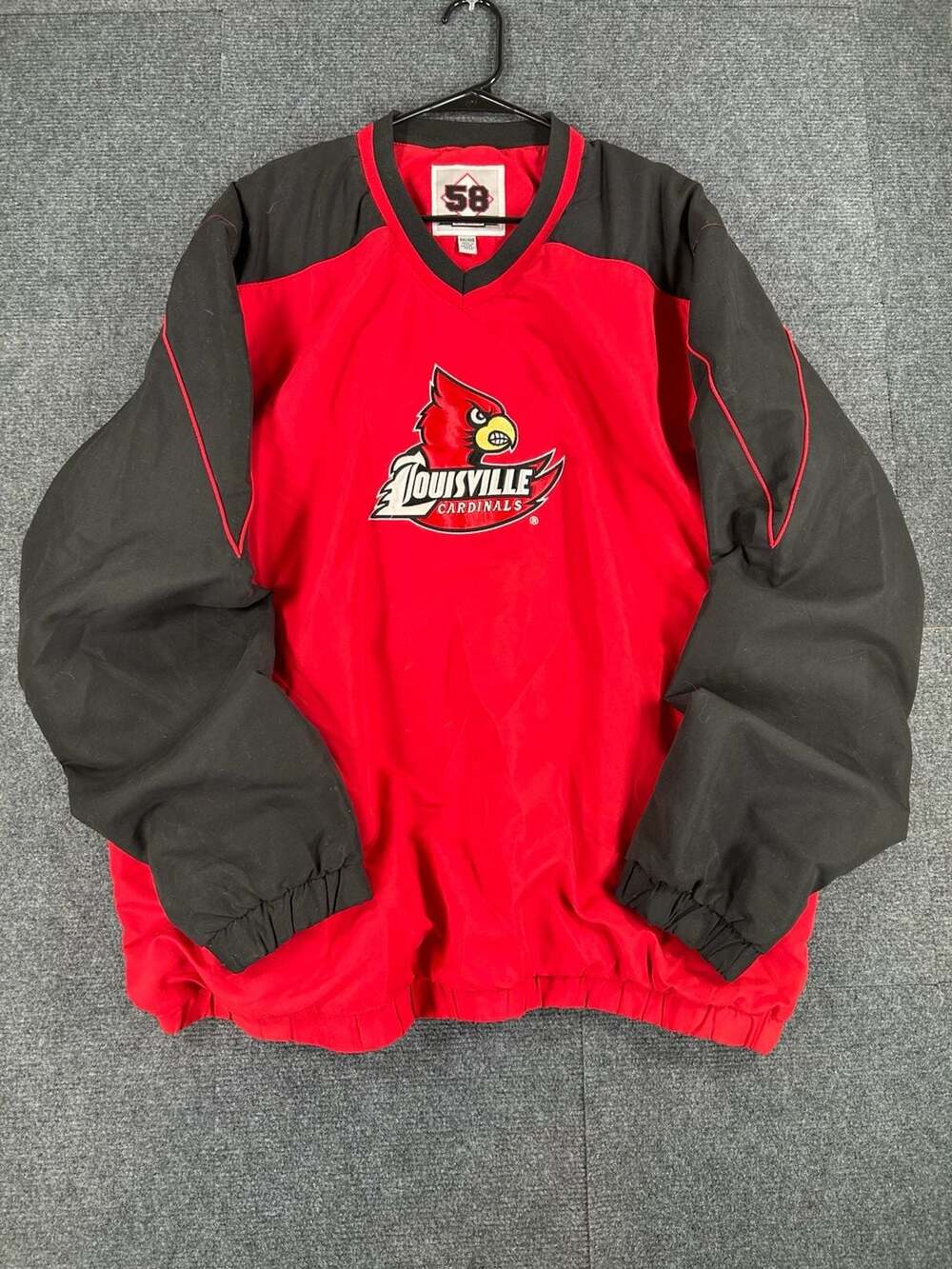 58 Sports Louisville Cardinals Pullover Windbreaker Size XXL Red Black
